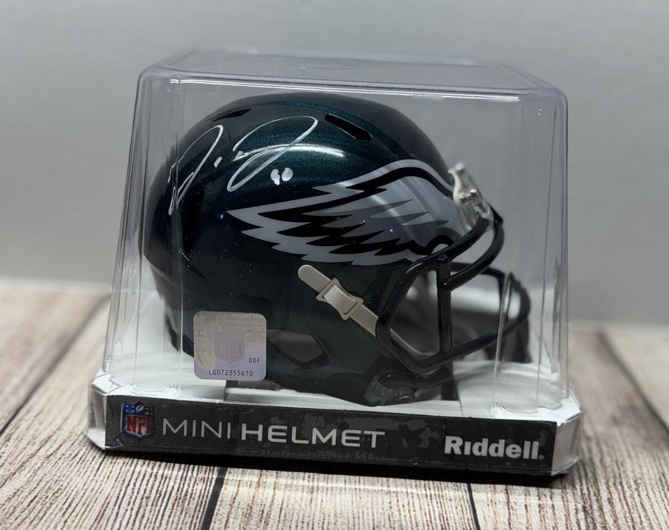 PHILADELPHIA EAGLES JORDAN DAVIS SIGNED SPEED MINI HELMET JSA