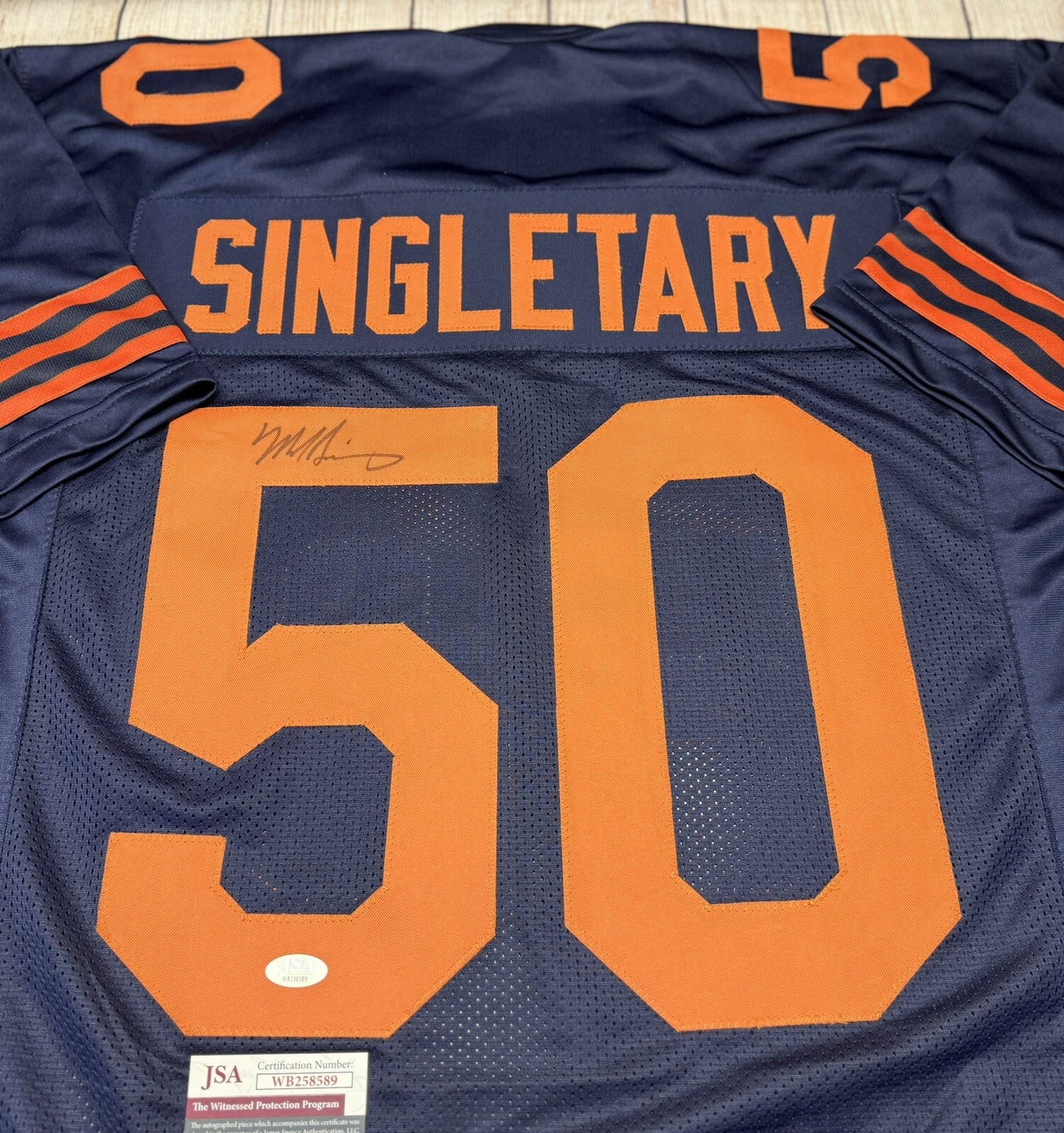 CHICAGO BEARS MIKE SINGLETARY SIGNED CUSTOM THROWBACK JERSEY JSA COA!!!