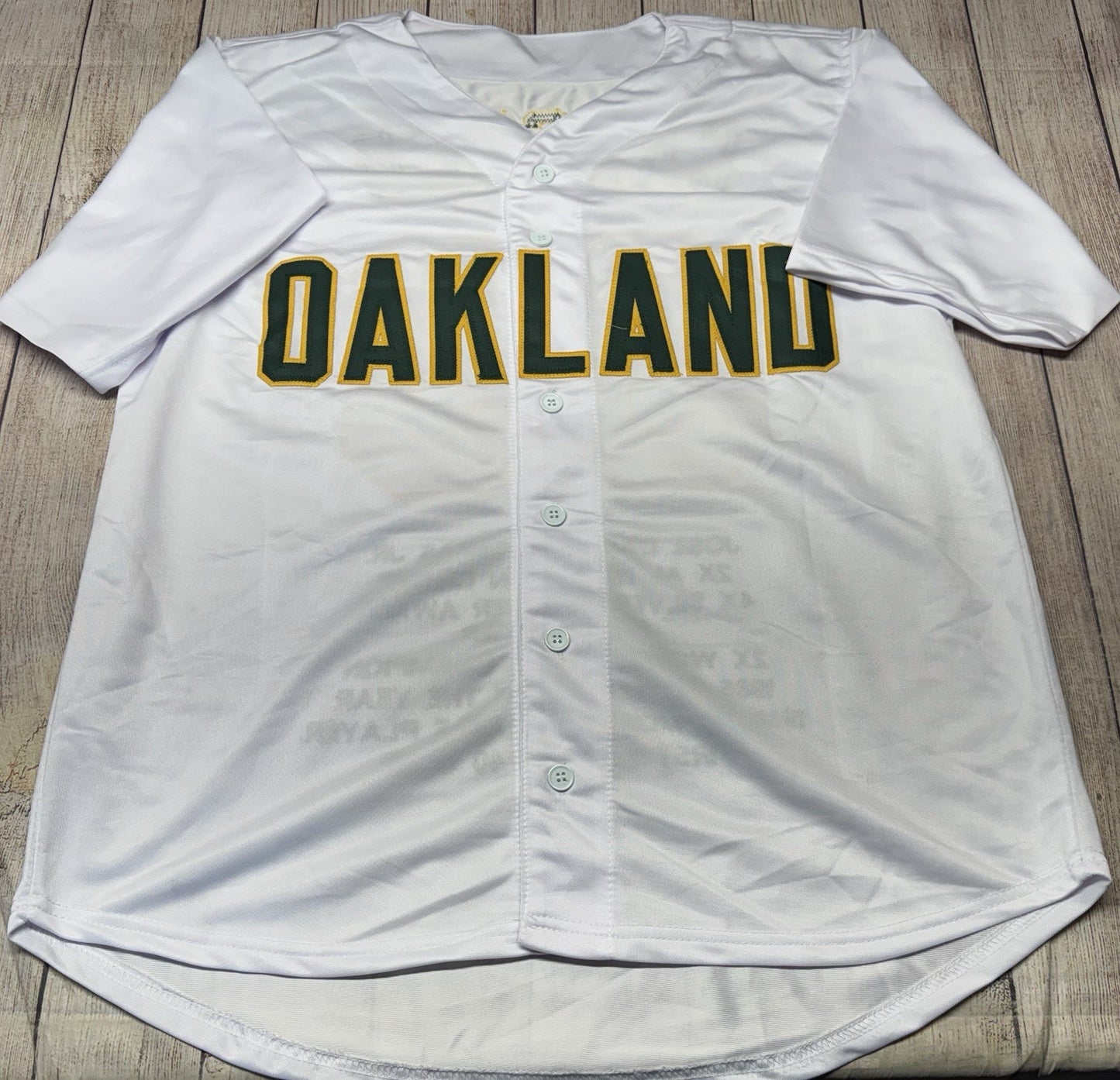 OAKLAND ATHLETICS JOSE CANSECO SIGNED WHITE CUSTOM STAT JERSEY JSA COA!!!