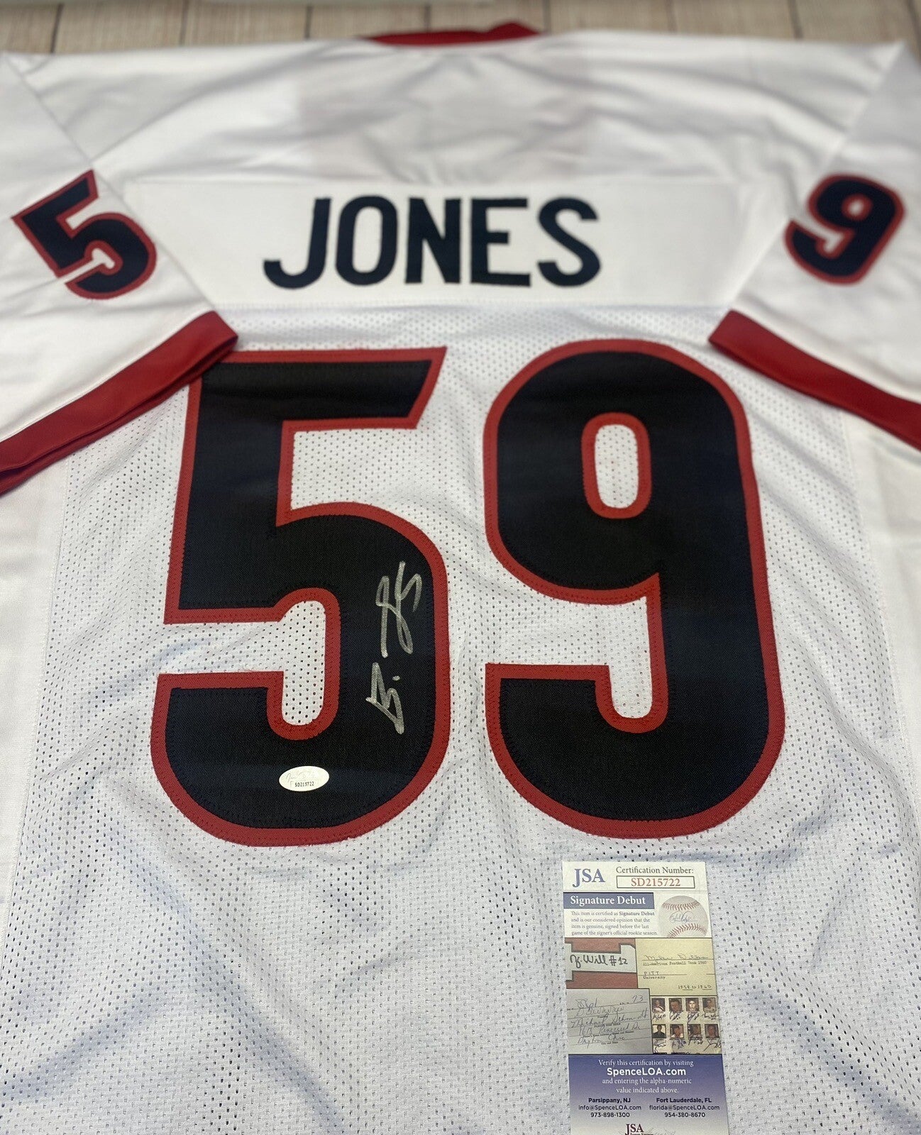 GEORGIA BULLDOGS BRODERICK JONES SIGNED CUSTOM WHITE JERSEY JSA