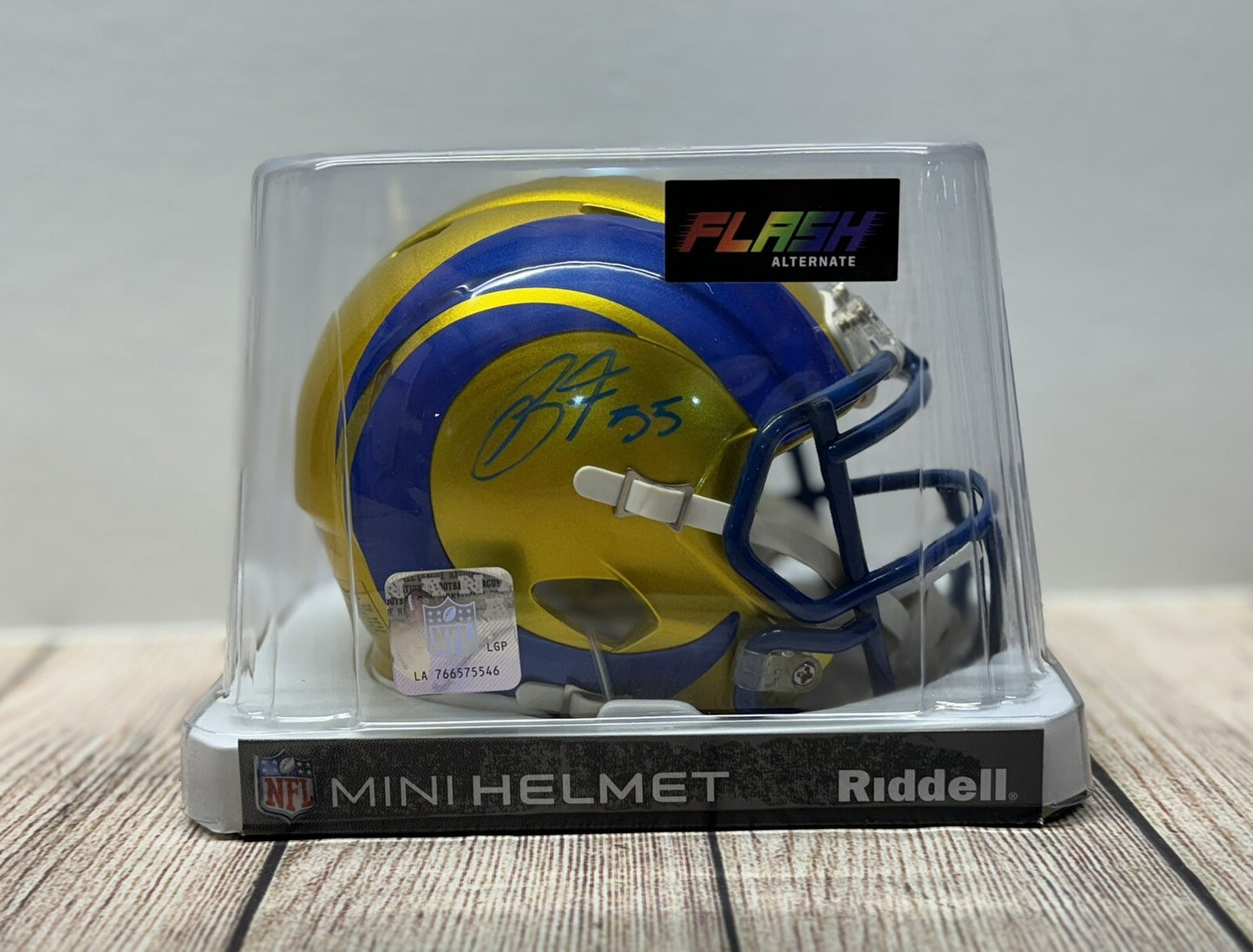 LOS ANGELES RAMS BRADEN FISKE SIGNED FLASH MINI HELMET JSA COA!!!