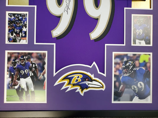BALTIMORE RAVENS FRAMED ODAFE OWEH SIGNED PURPLE CUSTOM JERSEY JSA COA!!!