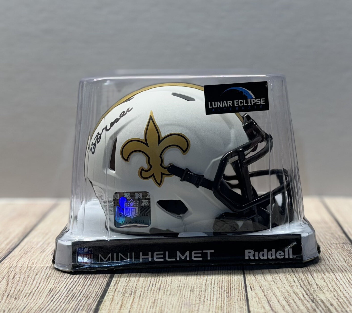 NEW ORLEANS SAINTS BRYAN BRESEE SIGNED LUNAR MINI HELMET JSA COA