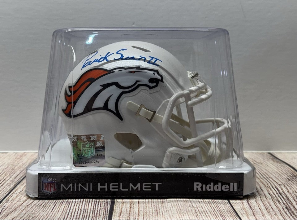 DENVER BRONCOS PATRICK SURTAIN II SIGNED 2024 SNOWCAPPED MINI HELMET BECKETT