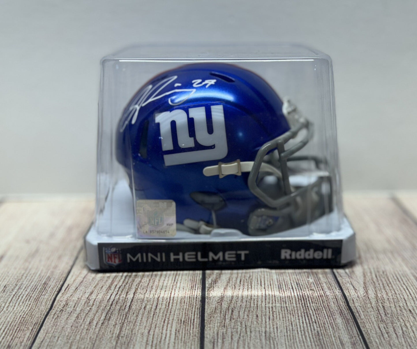 NEW YORK GIANTS SIGNED JASON PINNOCK SPEED MINI HELMET JSA