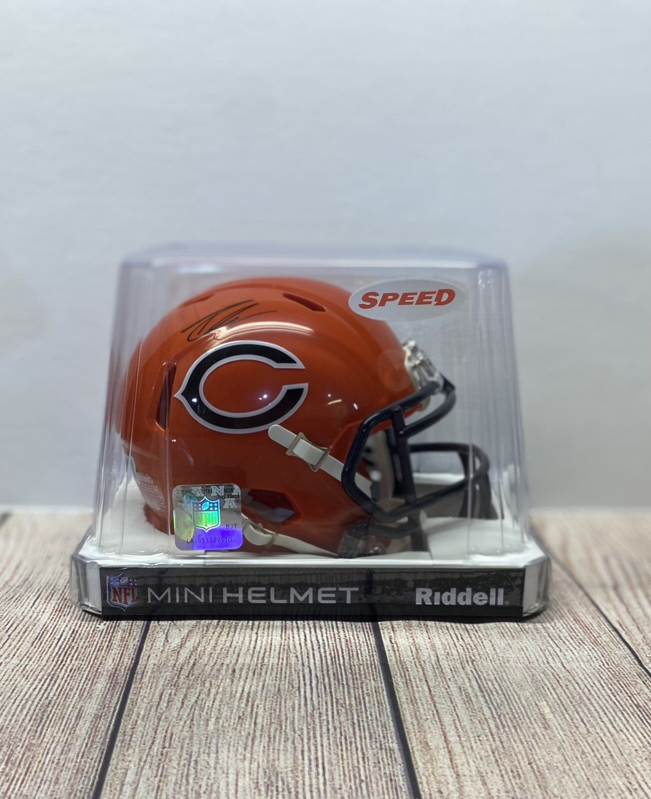 CHICAGO BEARS ROSCHON JOHNSON SIGNED ORANGE MINI HELMET BECKETT COA!!!