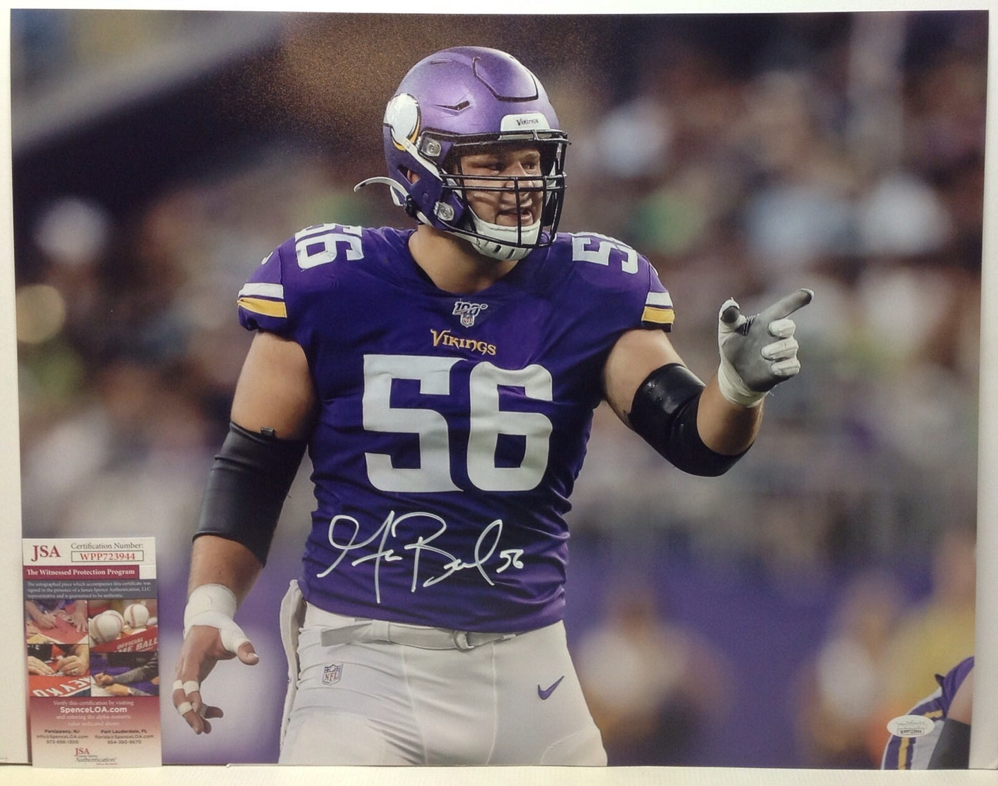 MINNESOTA VIKINGS GARRETT BRADBURY SIGNED 16X20 PHOTO2 JSA COA!!