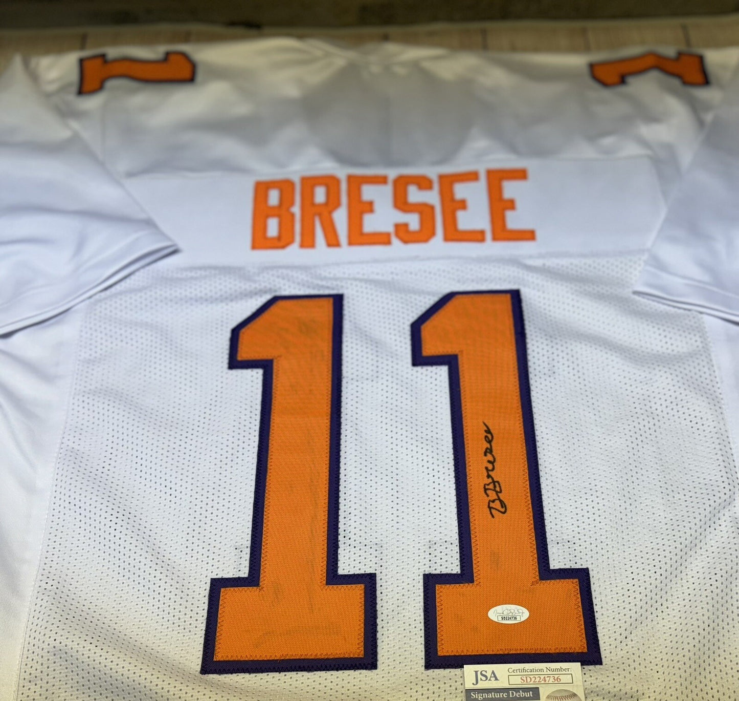 CLEMSON TIGERS BRYAN BRESEE SIGNED CUSTOM WHITE JERSEY JSA COA!!!