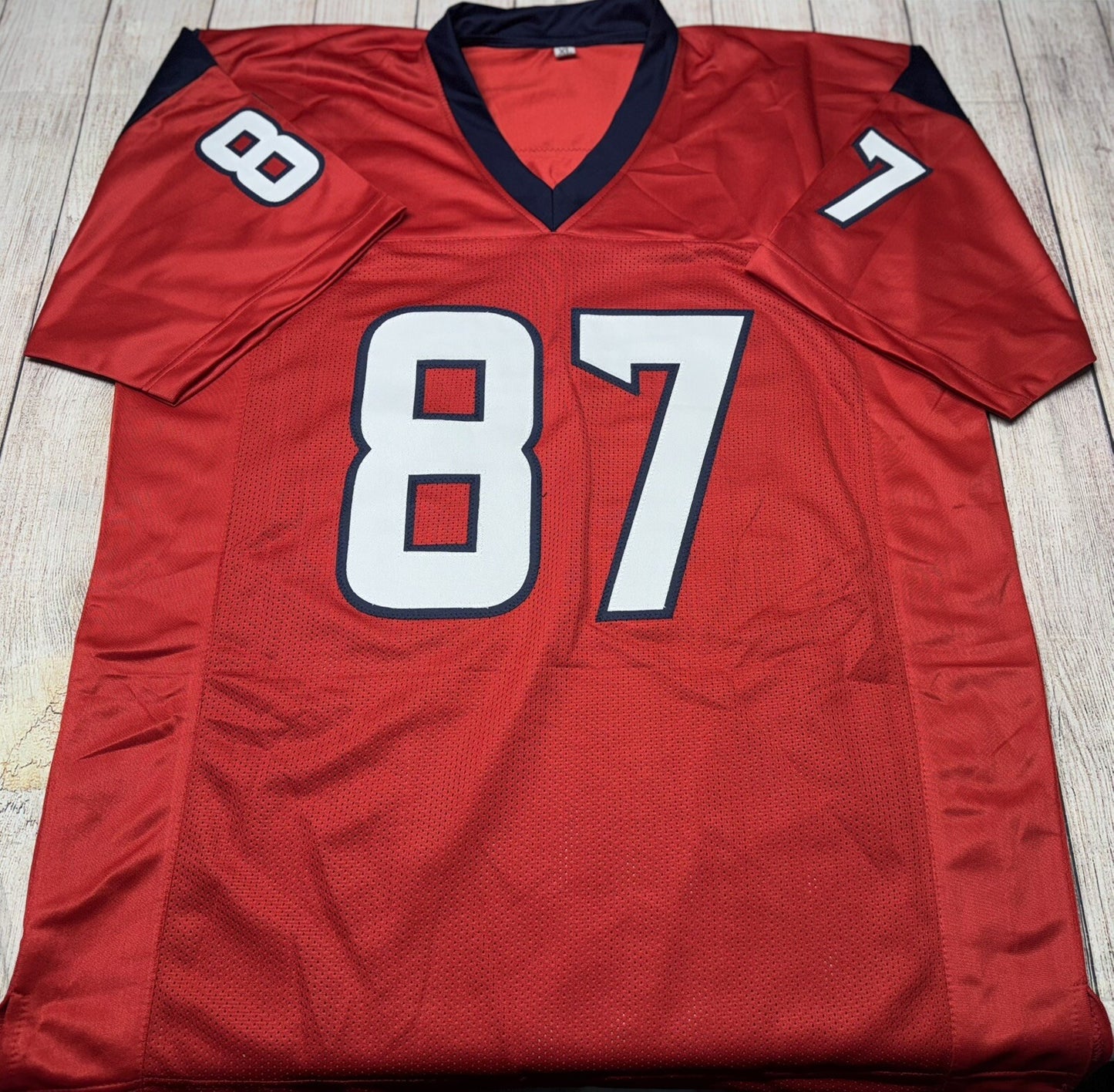 HOUSTON TEXANS CADE STOVER SIGNED RED CUSTOM JERSEY BECKETT COA!!!!