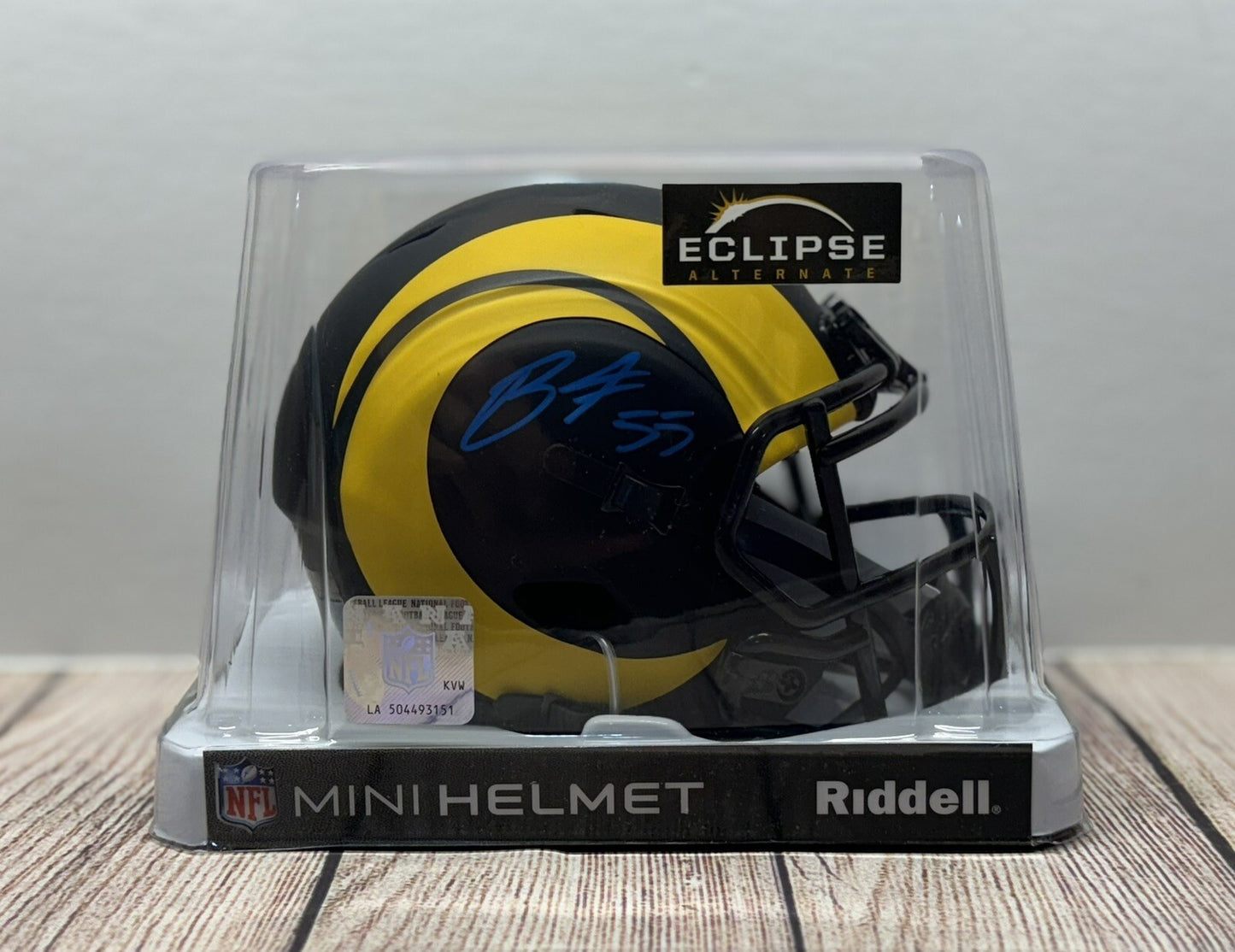 LOS ANGELES RAMS BRADEN FISKE SIGNED ECLIPSE MINI HELMET JSA COA!!!