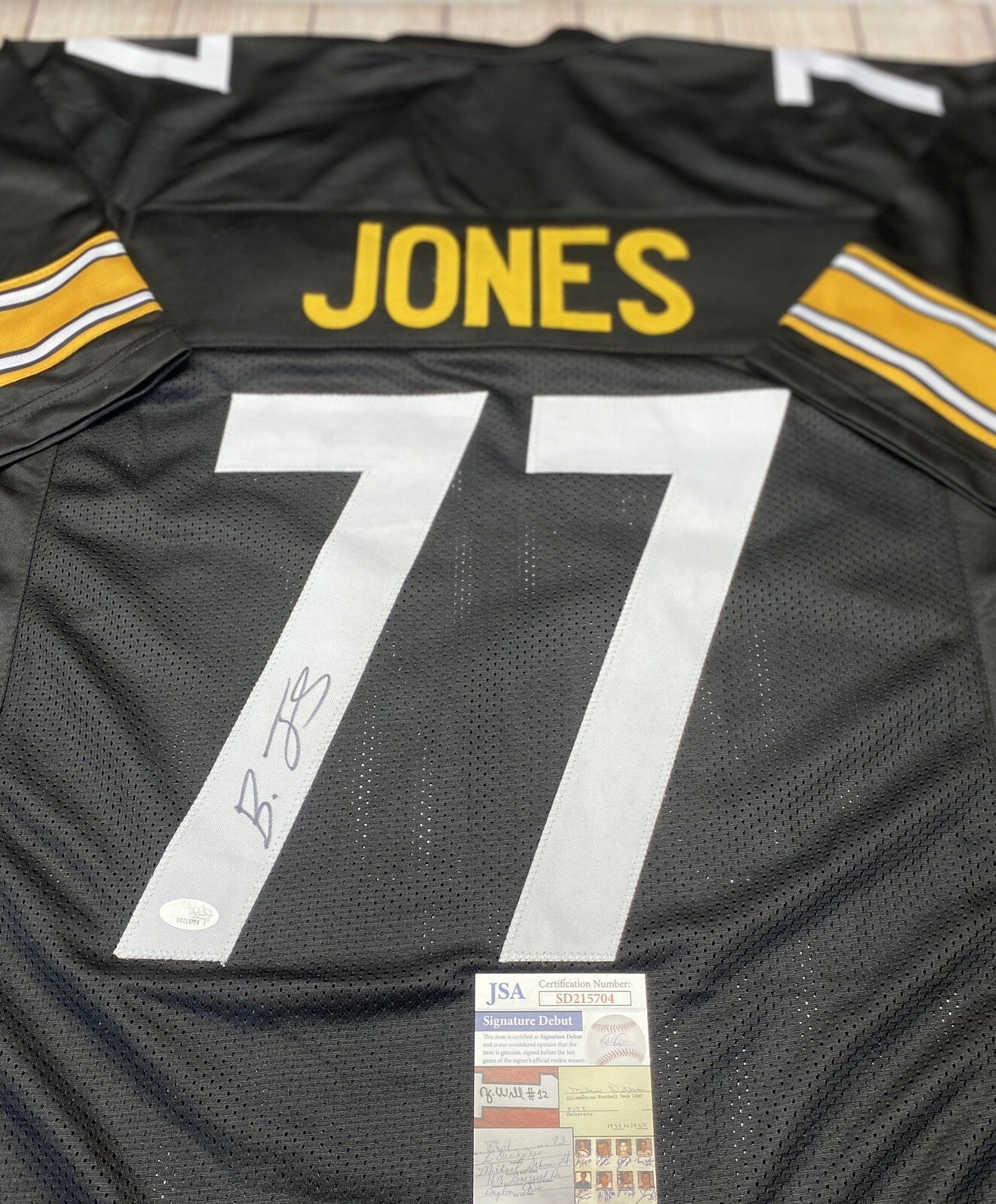 PITTSBURGH STEELERS 1 ST ROUND PK BRODERICK JONES SIGNED CUSTOM BLACK JERSEY JSA