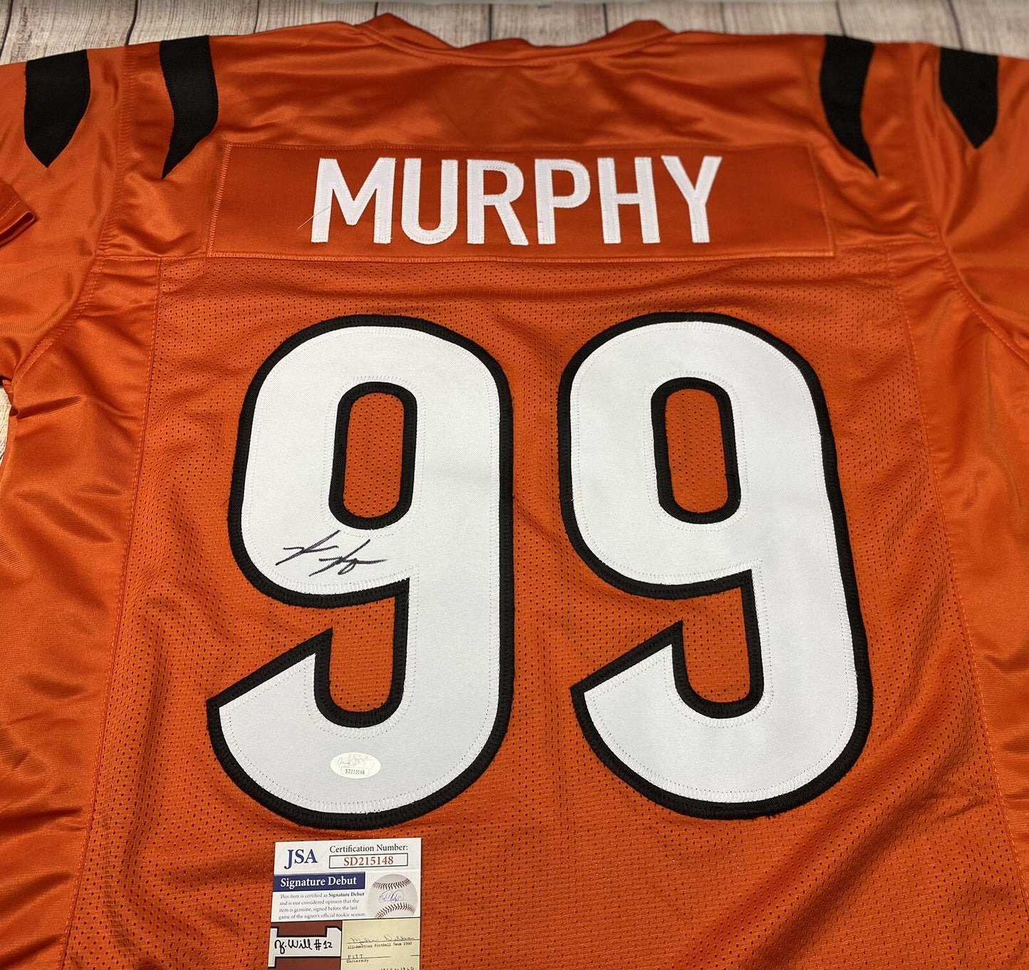 CINCINNATI BENGALS MYLES MURPHY SIGNED ORANGE JERSEY2 JSA COA!!!