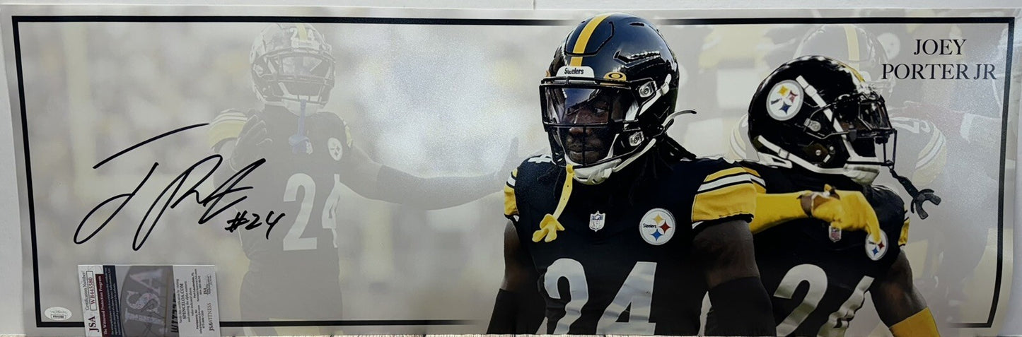 PITTSBURGH STEELERS JOEY PORTER JR SIGNED 12X36 PANORAMIC PHOTO JSA COA!!!