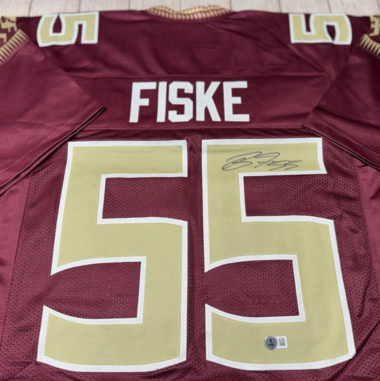 BRADEN FISKE FLORIDA STATE SEMINOLES SIGNED CUSTOM MAROON JERSEY BECKETT COA!!!