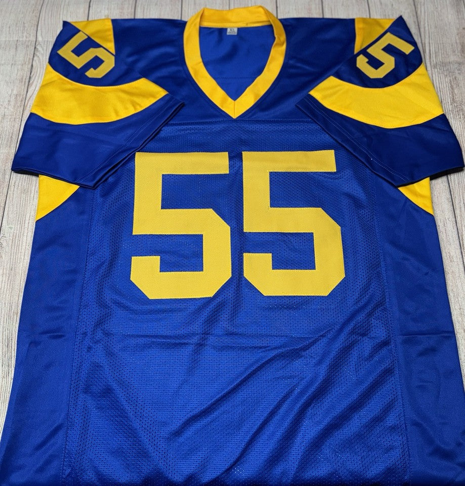 LOS ANGELES RAMS BRADEN FISKE SIGNED CUSTOM BLUE THROWBACK JERSEY BECKETT COA!