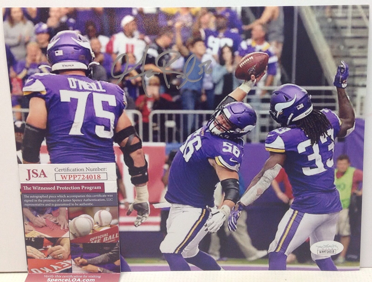 MINNESOTA VIKINGS GARRETT BRADBURY SIGNED 8x10 PHOTO7 JSA COA!!