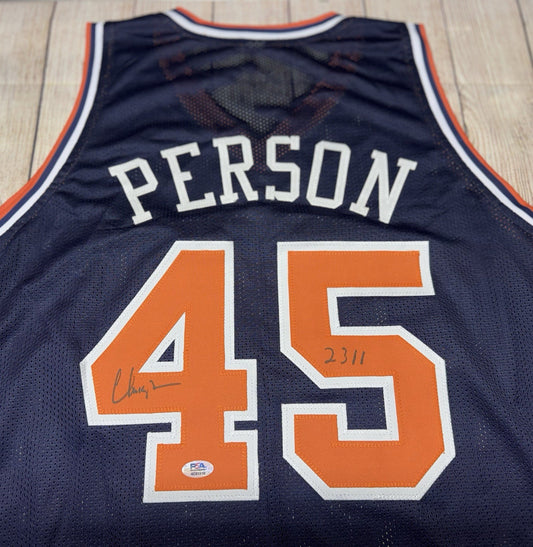 AUBURN TIGERS CHUCK PERSON SIGNED BLUE CUSTOM JERSEY PSA COA!!! “2311”