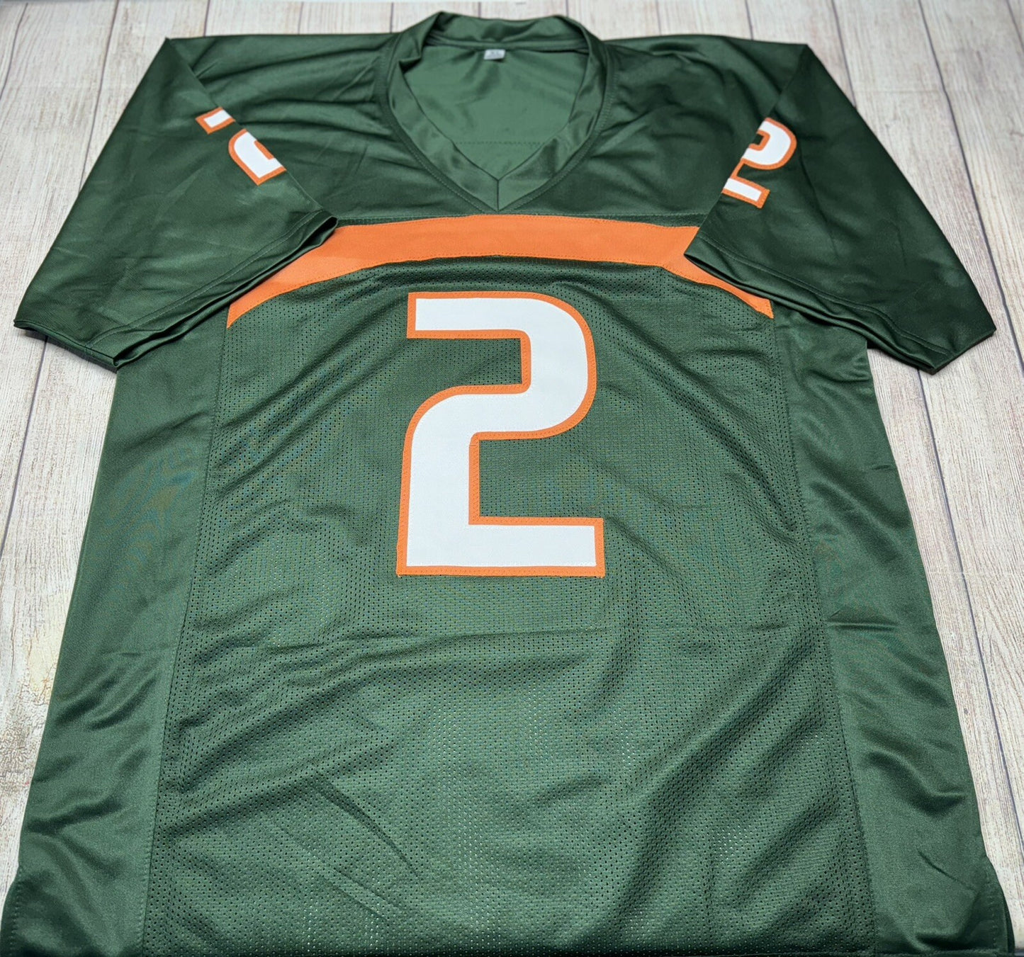 MIAMI HURRICANES WILLIS MCGAHEE SIGNED GREEN CUSTOM JERSEY BECKETT COA!!!!