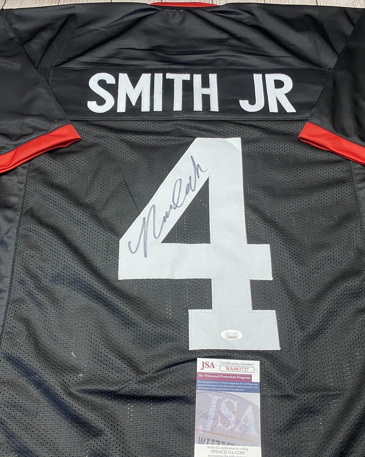 GEORGIA BULLDOGS NOLAN SMITH JR SIGNED BLACK CUSTOM JERSEY2 JSA