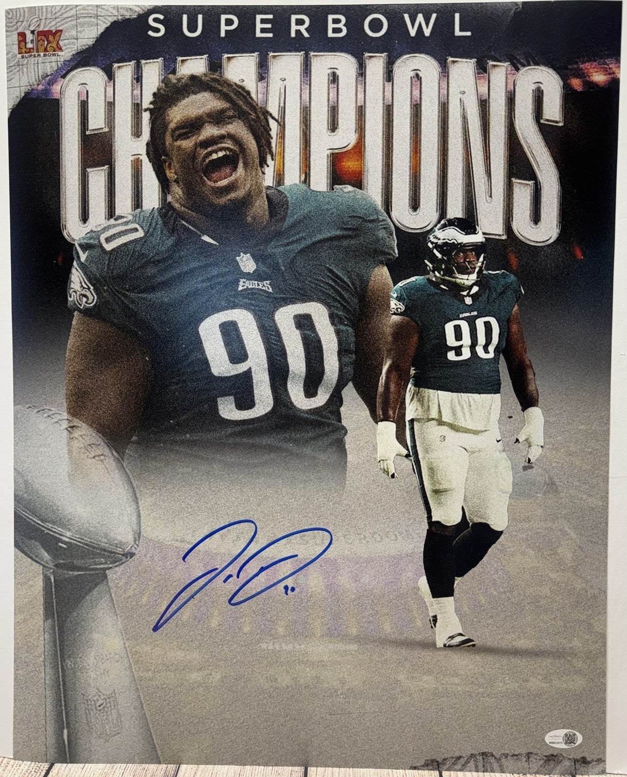 PHILADELPHIA EAGLES JORDAN DAVIS SIGNED SB 16x20 PHOTO BECKETT COA!!!