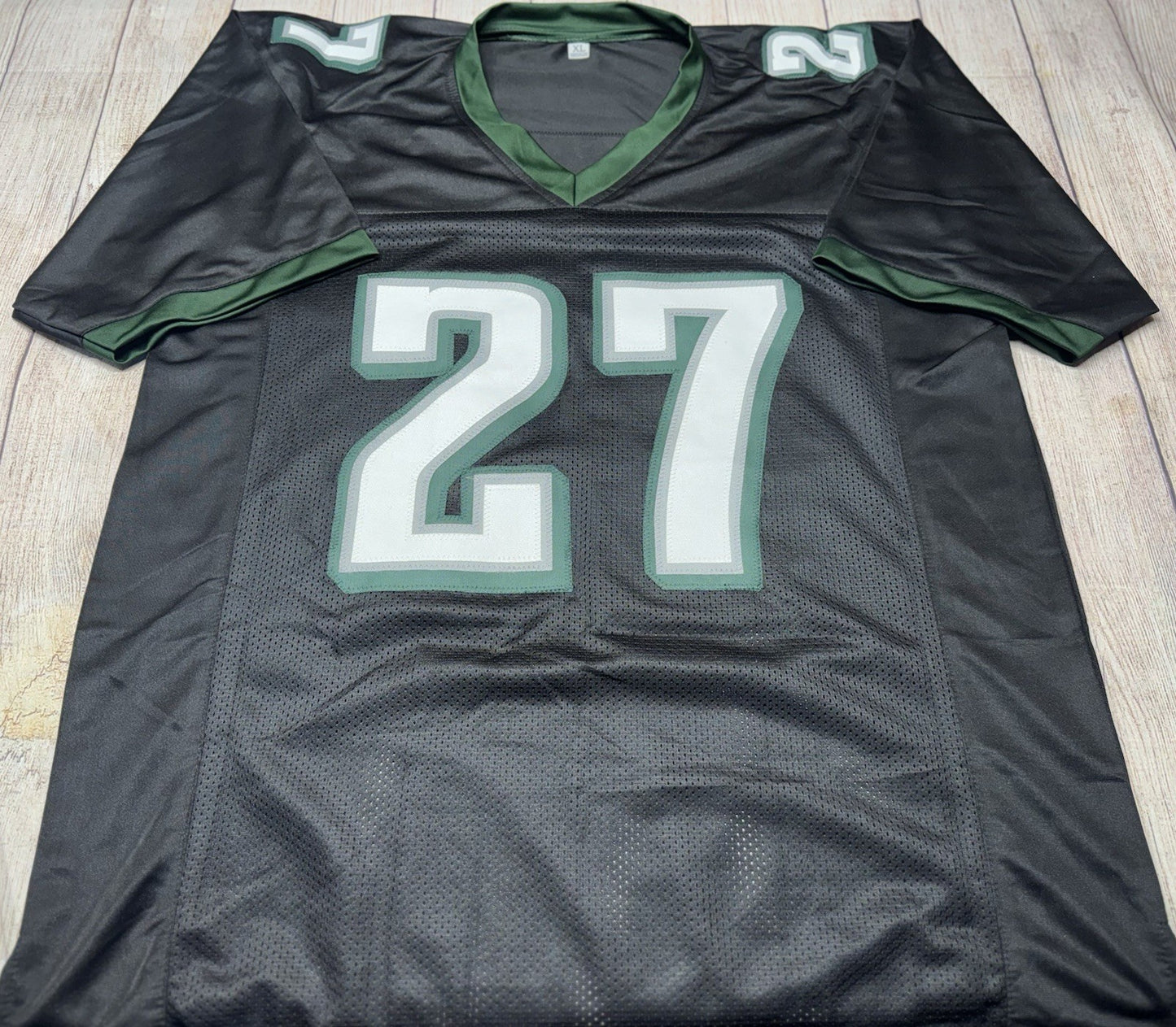PHILADELPHIA EAGLES QUINYON MITCHELL SIGNED BLACK CUSTOM JERSEY JSA