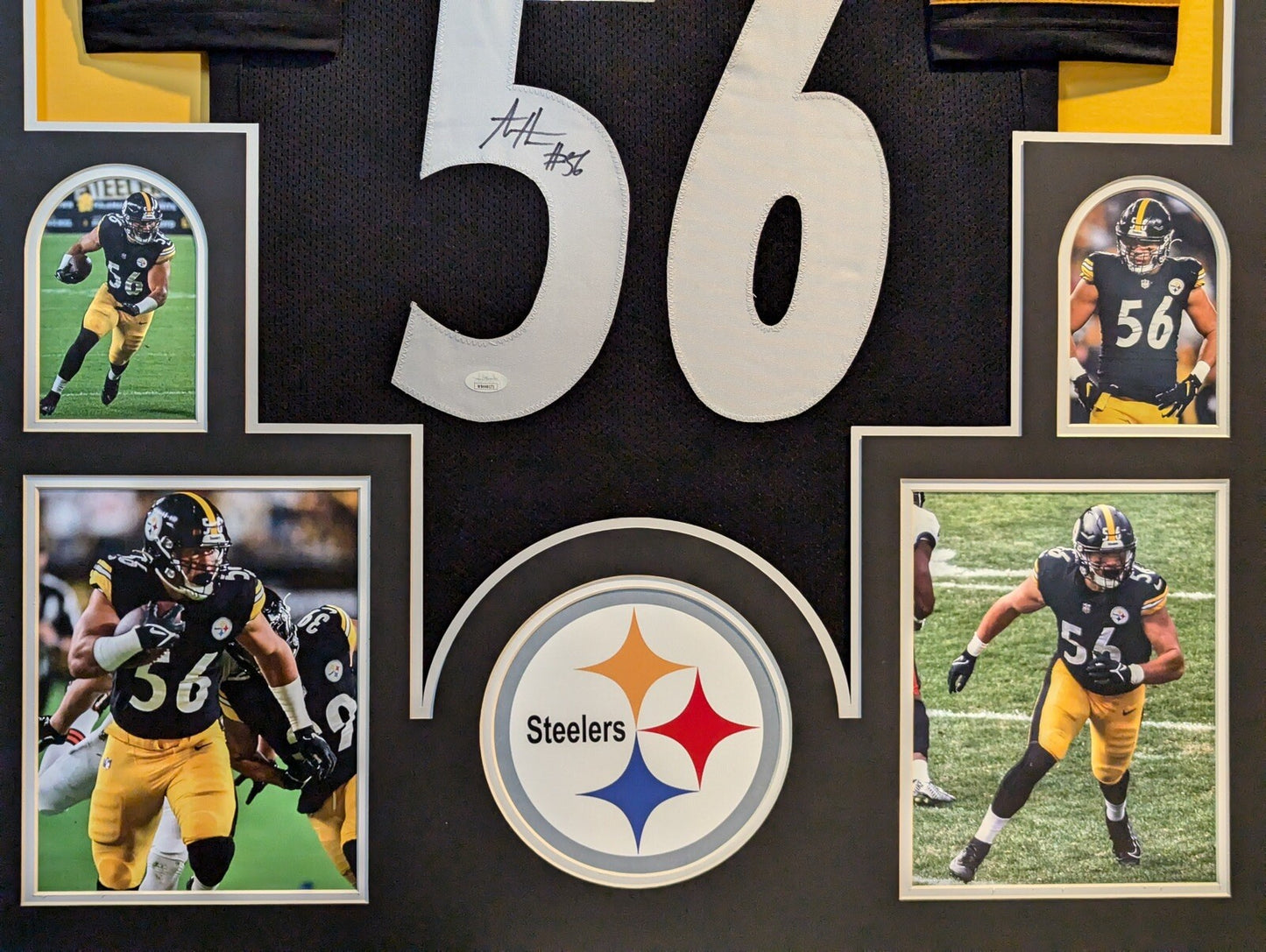 PITTSBURGH STEELERS FRAMED ALEX HIGHSMITH SIGNED BLACK CUSTOM JERSEY JSA