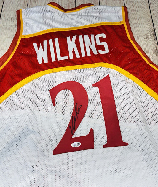 ATLANTA HAWKS DOMINIQUE WILKINS SIGNED WHITE CUSTOM JERSEY JSA COA!!!
