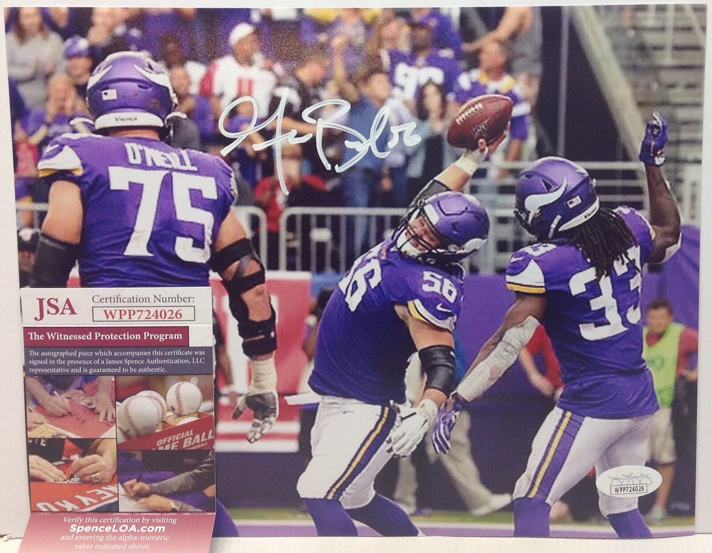 MINNESOTA VIKINGS GARRETT BRADBURY SIGNED 8x10 PHOTO5 JSA COA!!