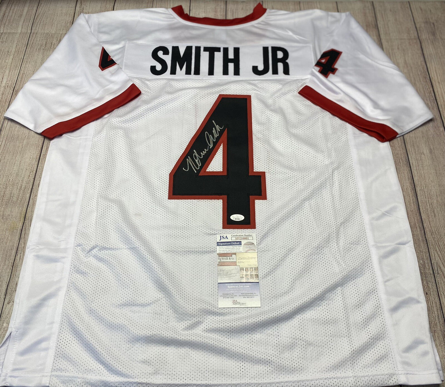 GEORGIA BULLDOGS NOLAN SMITH JR SIGNED WHITE CUSTOM JERSEY JSA
