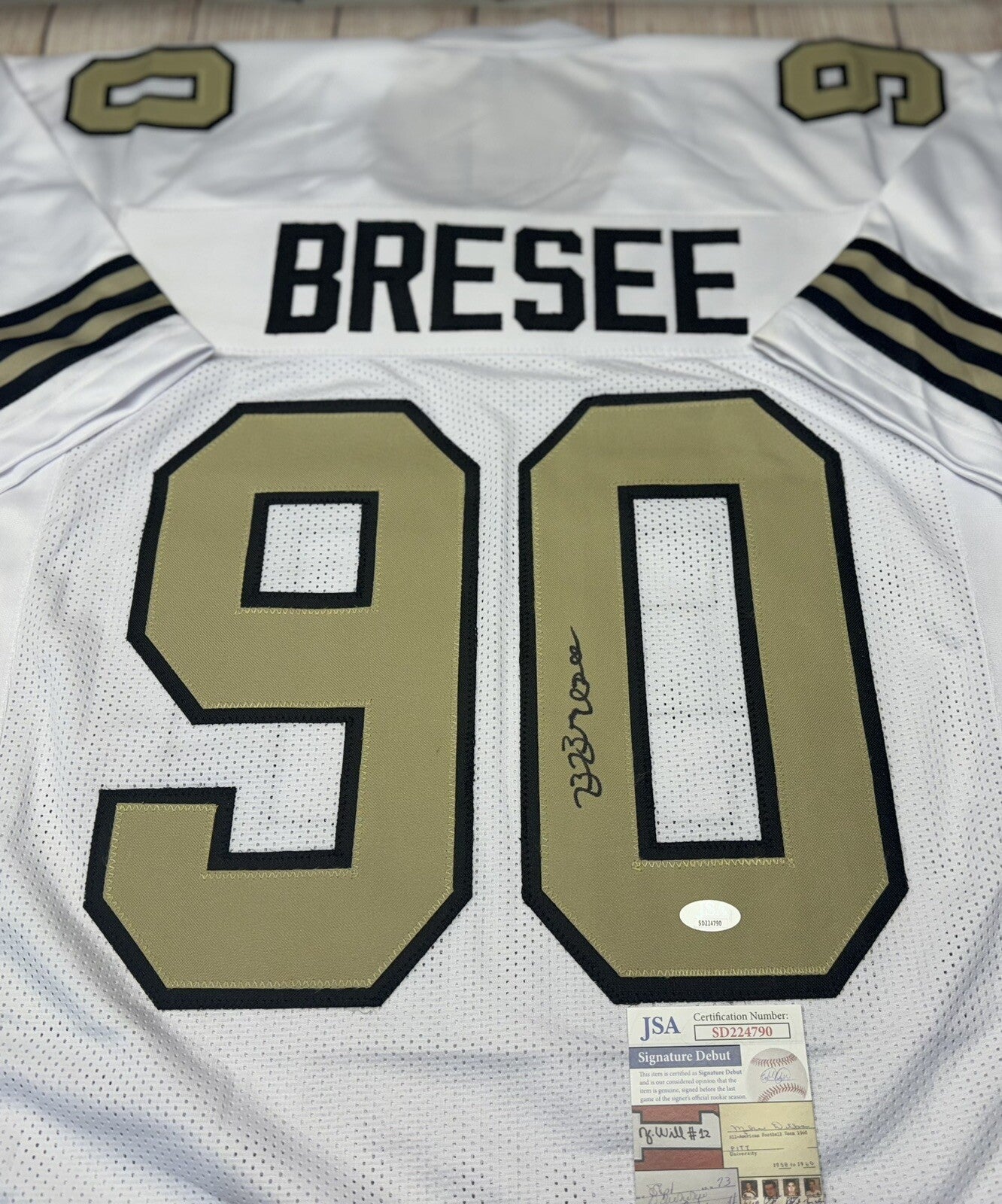 NEW ORLEANS SAINTS BRYAN BRESEE SIGNED CUSTOM WHITE JERSEY JSA COA!!!