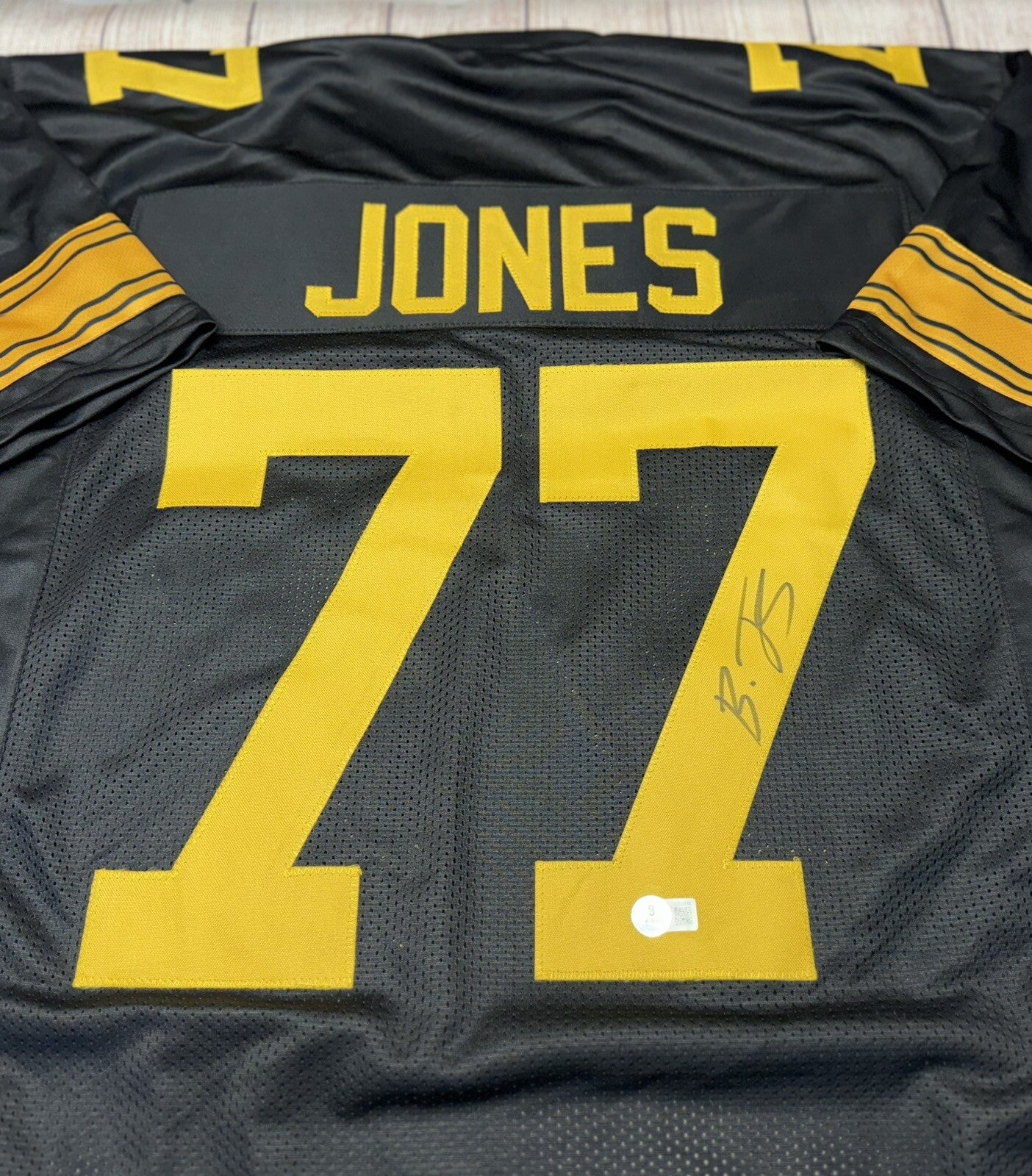 PITTSBURGH STEELERS BRODERICK JONES SIGNED CUSTOM COLOR RUSH JERSEY BECKETT COA