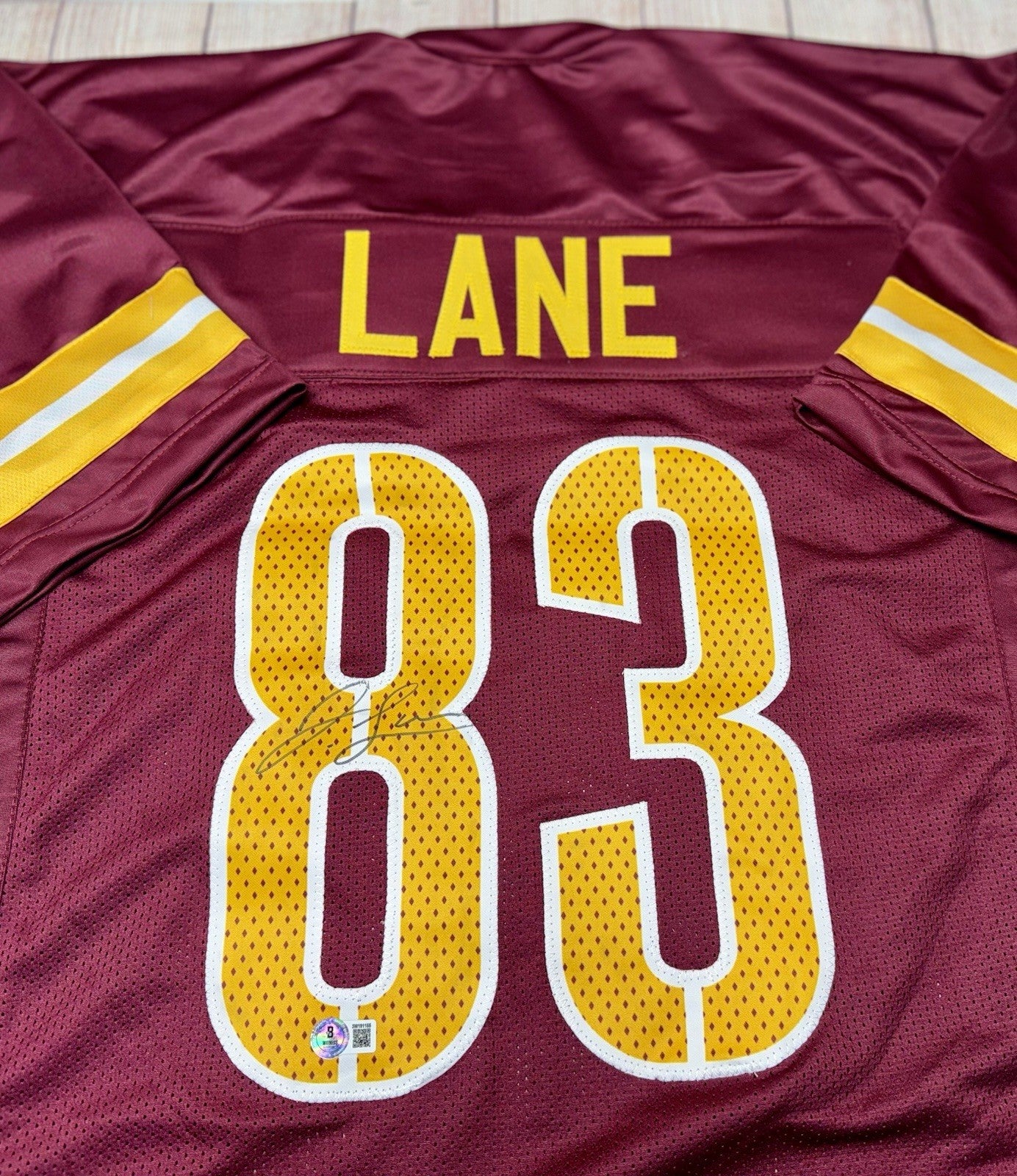 WASHINGTON COMMANDERS JAYLIN LANE SIGNED MAROON CUSTOM JERSEY BECKETT COA!!