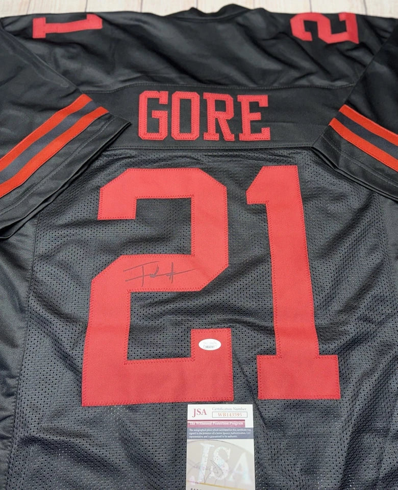 SAN FRANCISCO 49ERS FRANK GORE SIGNED TO BLACK CUSTOM JERSEY JSA COA!!!!