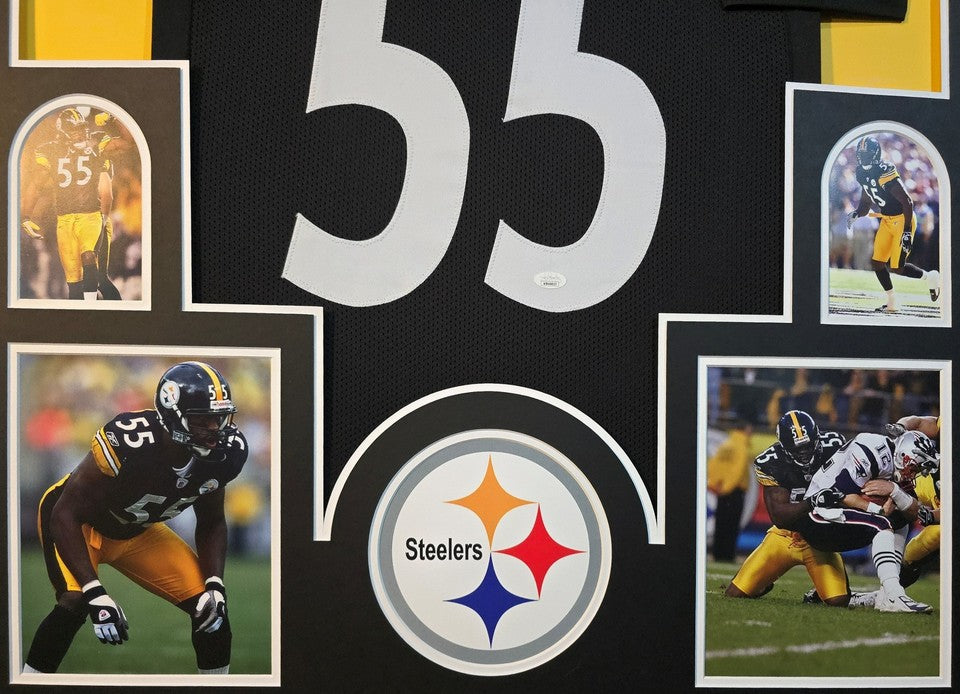 PITTSBURGH STEELERS FRAMED JOEY PORTER SR SIGNED BLACK CUSTOM JERSEY JSA