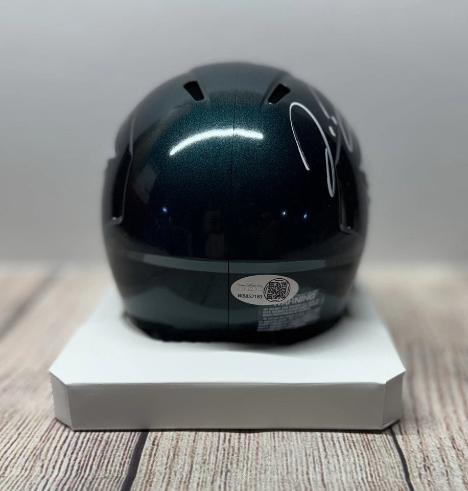 PHILADELPHIA EAGLES JORDAN DAVIS SIGNED KELLY GREEN MINI HELMET JSA