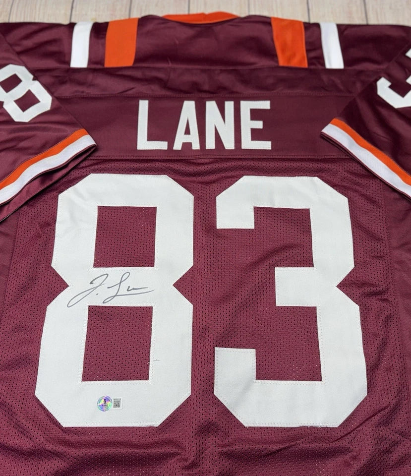 VIRGINIA TECH HOKIES JAYLIN LANE SIGNED MAROON CUSTOM JERSEY BECKETT COA!!!