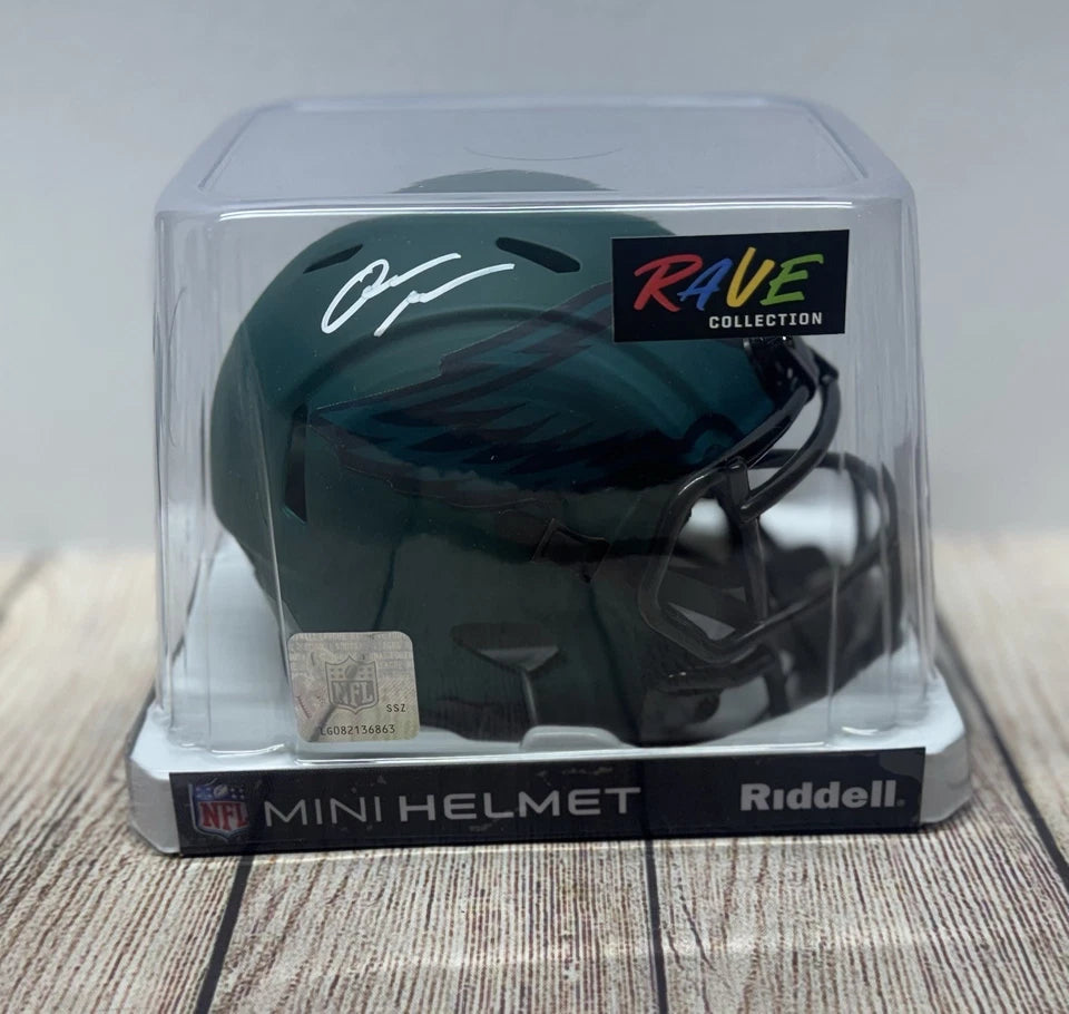 PHILADELPHIA EAGLES QUINYON MITCHELL SIGNED RAVE MINI HELMET JSA COA