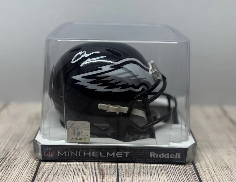 PHILADELPHIA EAGLES QUINYON MITCHELL SIGNED BLACK MINI HELMET JSA COA