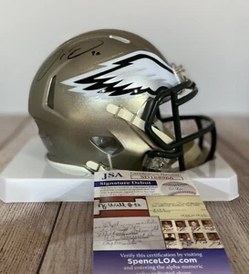 PHILADELPHIA EAGLES JORDAN DAVIS SIGNED FLASH MINI HELMET JSA
