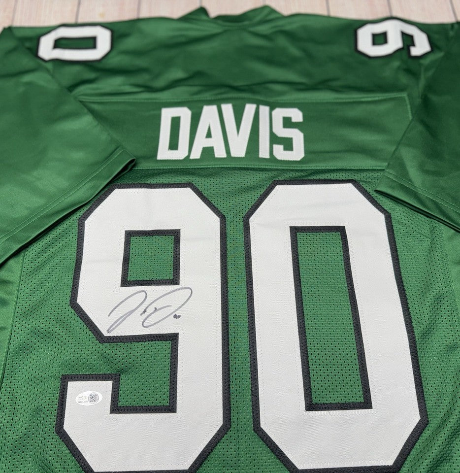 PHILADELPHIA EAGLES JORDAN DAVIS SIGNED KELLY GREEN CUSTOM JERSEY  JSA