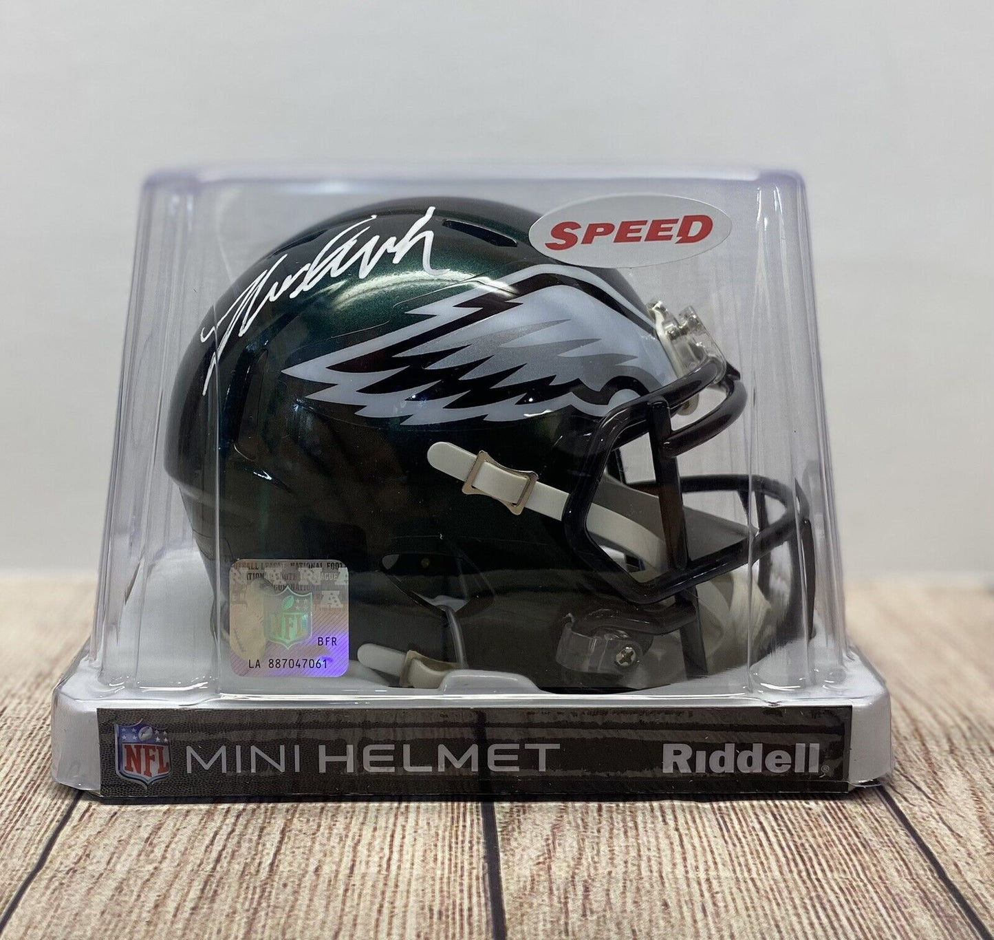 PHILADELPHIA EAGLES NOLAN SMITH JR SIGNED MINI HELMET  JSA