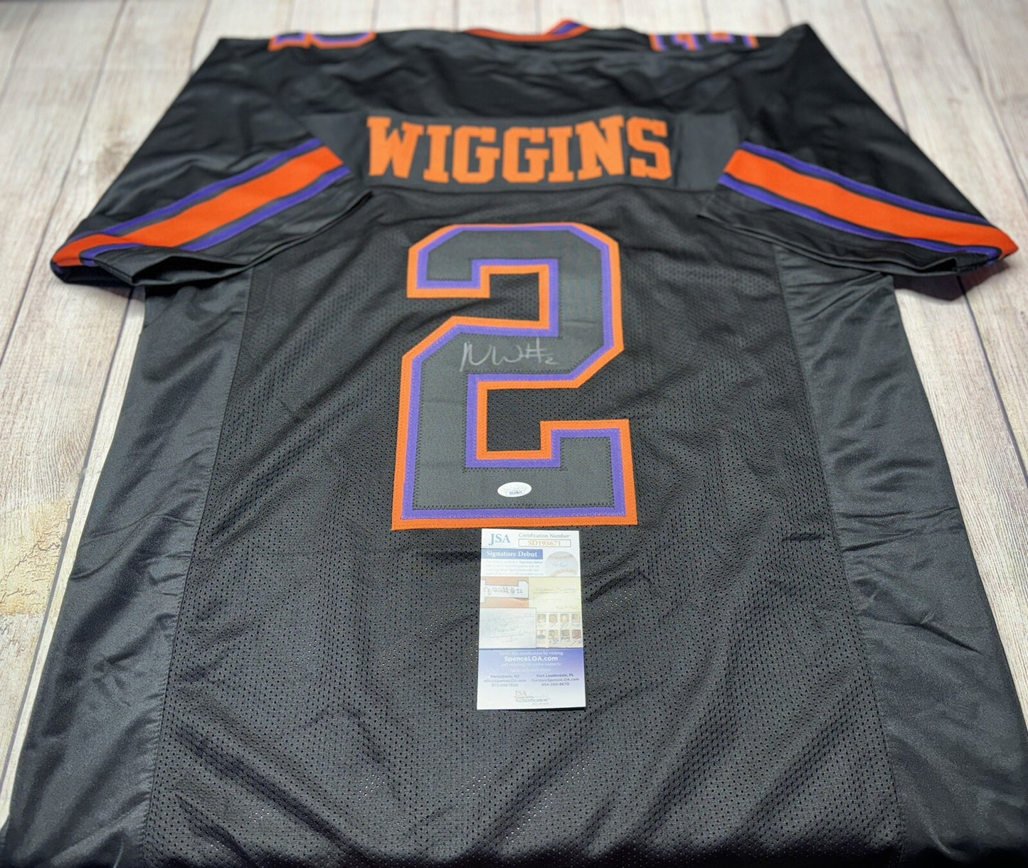 CLEMSON TIGERS NATE WIGGINS SIGNED BLACK CUSTOM JERSEY JSA COA!!!!