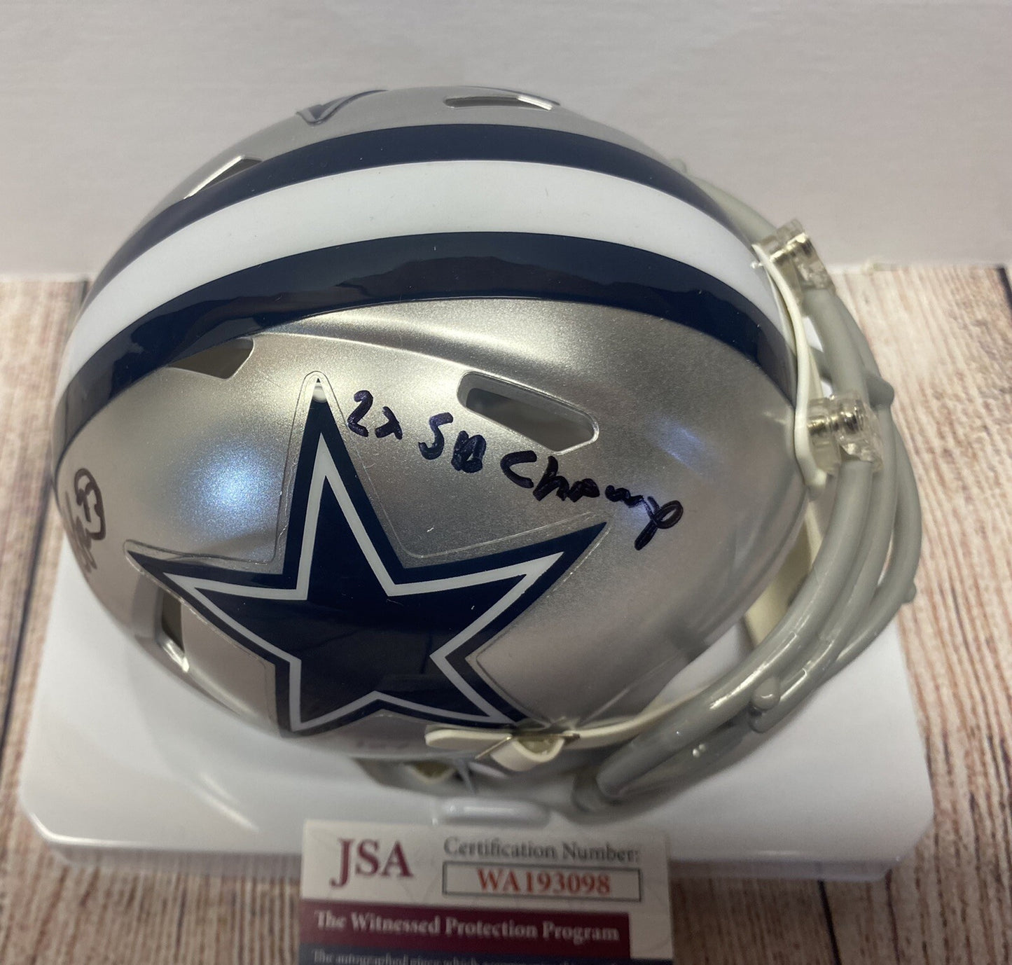 DALLAS COWBOYS JIM JEFFCOAT SIGNED  MINI HELMET  “2X SUPER BOWL CHAMP” JSA COA