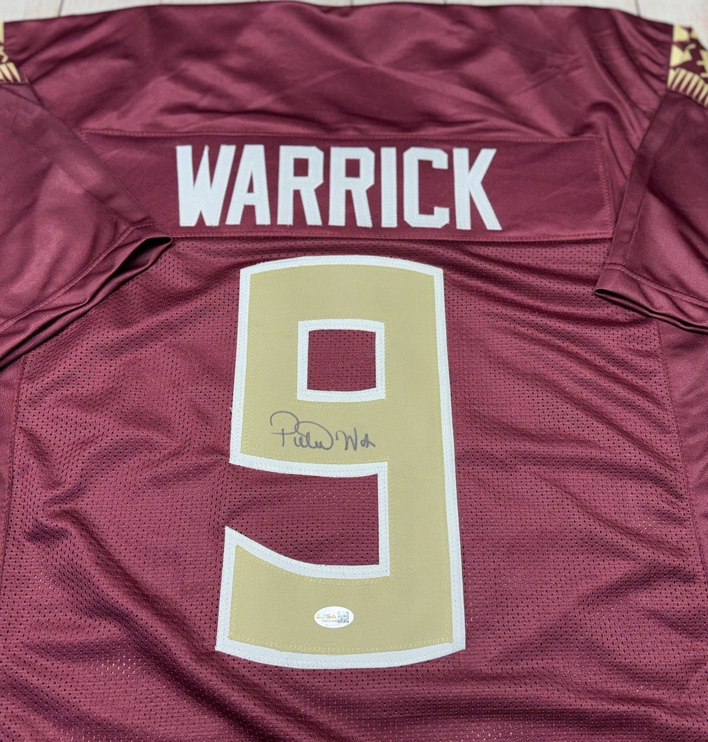 PETER WARRICK FLORIDA STATE SEMINOLES SIGNED CUSTOM MAROON JERSEY JSA COA!!!