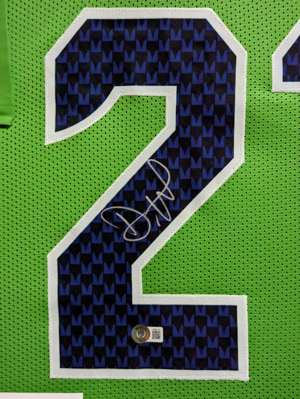 SEATTLE SEAHAWKS DEVON WITHERSPOON SIGNED FRAMED CUSTOM GREEN JERSEY BECKETT COA