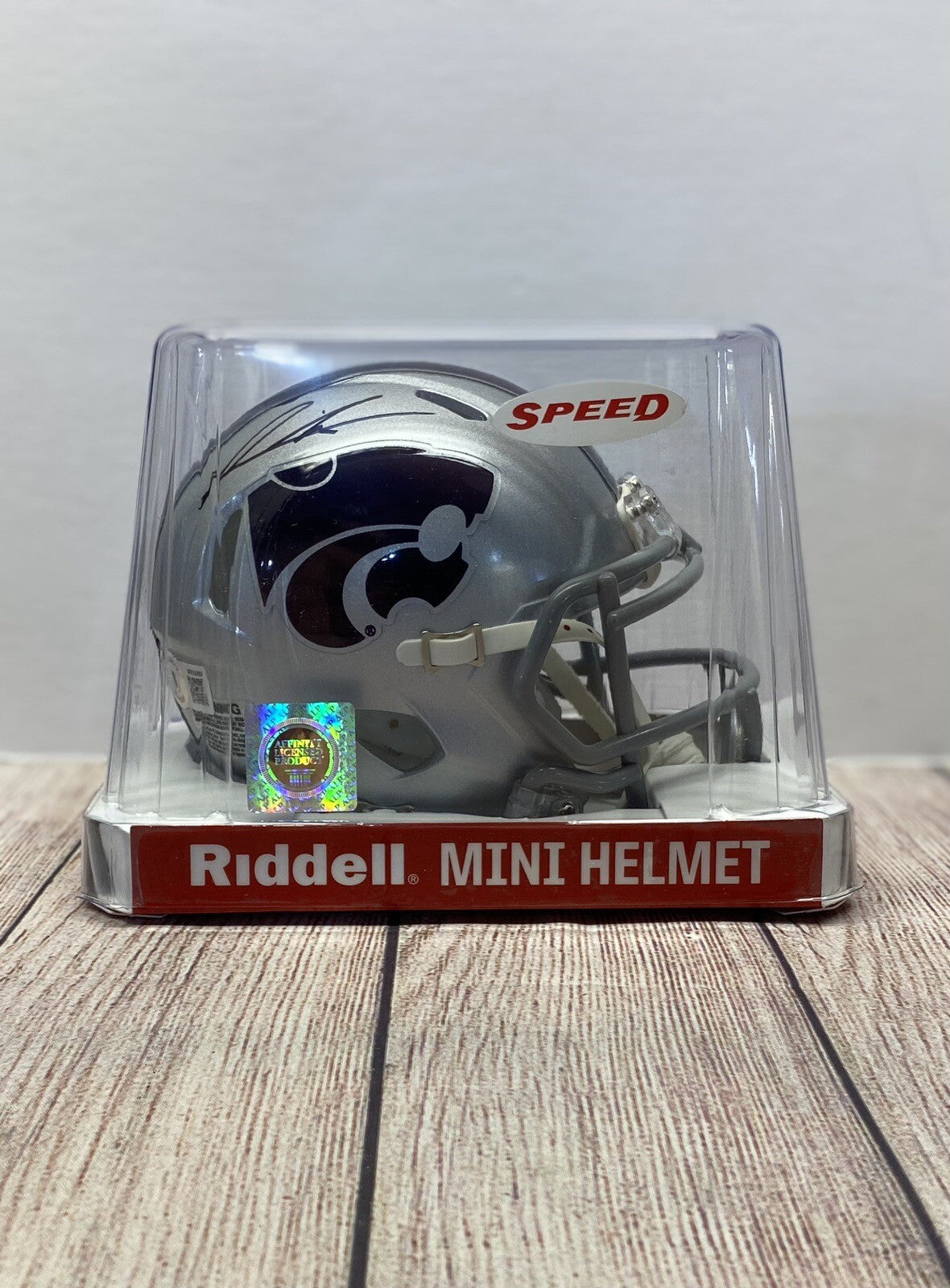 KANSAS STATE WILDCATS FELIX ANUDIKE-UZOMAH SIGNED GRAY MINI HELMET   BECKETT