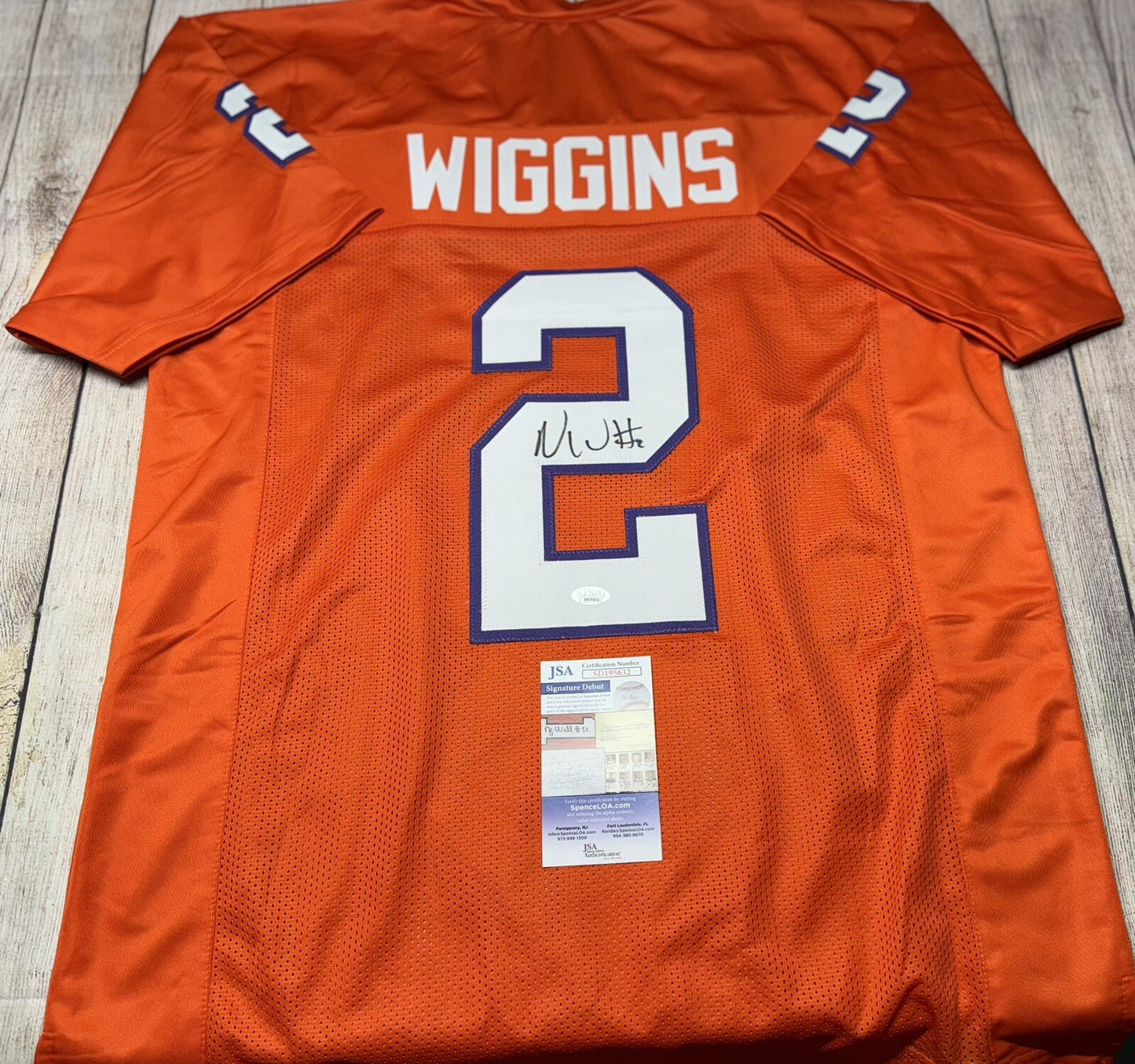 CLEMSON TIGERS NATE WIGGINS SIGNED ORANGE CUSTOM JERSEY JSA COA!!!!