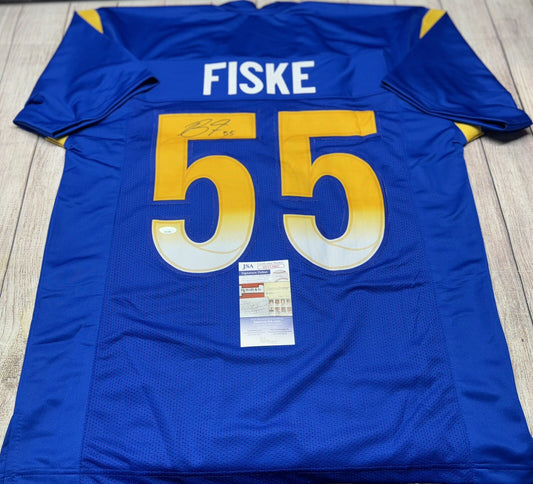 LOS ANGELES RAMS BRADEN FISKE SIGNED CUSTOM BLUE JERSEY   JSA COA!!!!