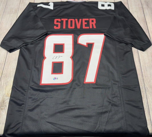 HOUSTON TEXANS CADE STOVER SIGNED BLACK CUSTOM JERSEY BECKETT COA!!!!