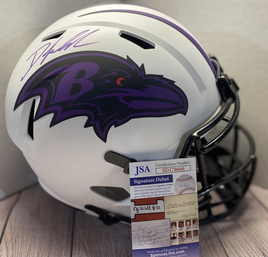 BALTIMORE RAVENS ODAFE JAYSON OWEH SIGNED LUNAR FULLSIZE REPLICA HELMET2 JSA COA